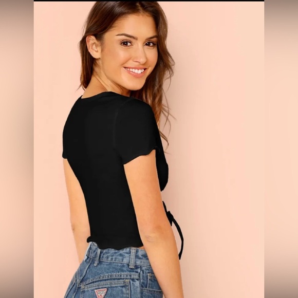 SHEIN V-Neck Crop Top with Adjustable Strings - Picture 6 of 8